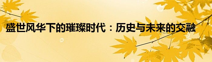 盛世风华下的璀璨时代：历史与未来的交融