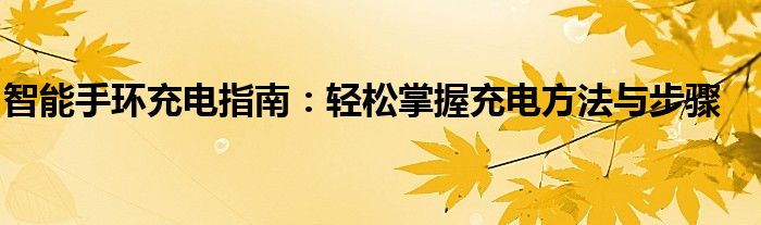 智能手环充电指南：轻松掌握充电方法与步骤