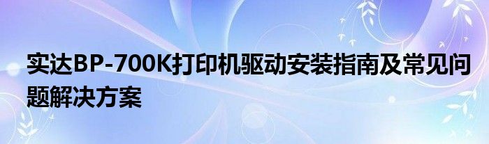 实达BP-700K打印机驱动安装指南及常见问题解决方案