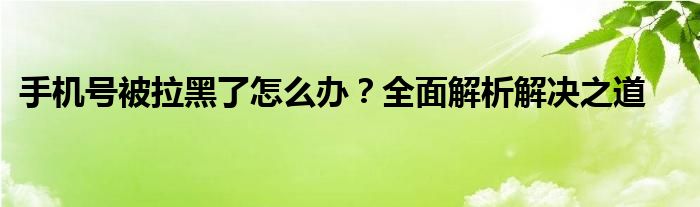 手机号被拉黑了怎么办？全面解析解决之道