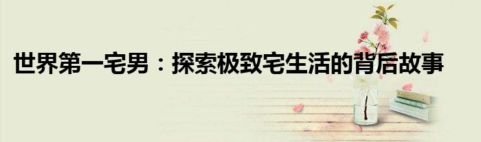 世界第一宅男：探索极致宅生活的背后故事