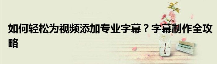 如何轻松为视频添加专业字幕？字幕制作全攻略