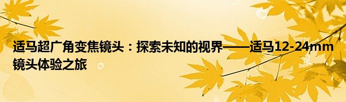 适马超广角变焦镜头：探索未知的视界——适马12-24mm镜头体验之旅