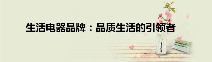 生活电器品牌：品质生活的引领者