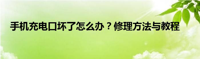 手机充电口坏了怎么办？修理方法与教程