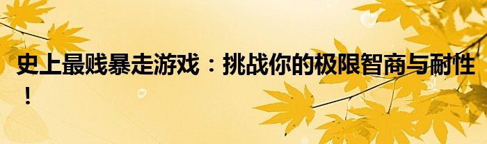 史上最贱暴走游戏：挑战你的极限智商与耐性！
