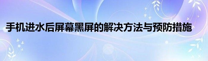 手机进水后屏幕黑屏的解决方法与预防措施
