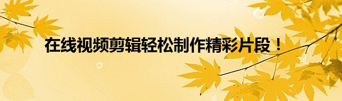 在线视频剪辑轻松制作精彩片段！
