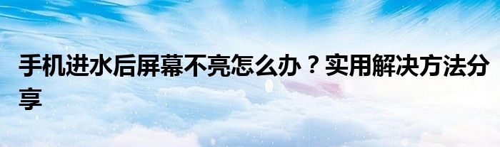 手机进水后屏幕不亮怎么办？实用解决方法分享