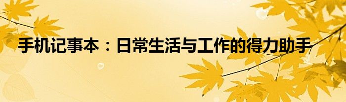 手机记事本：日常生活与工作的得力助手