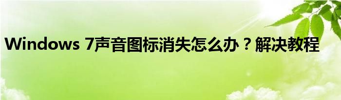 Windows 7声音图标消失怎么办？解决教程