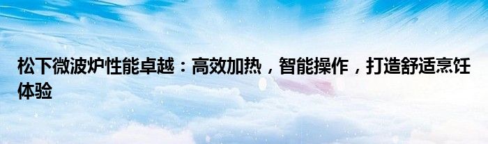 松下微波炉性能卓越：高效加热，智能操作，打造舒适烹饪体验