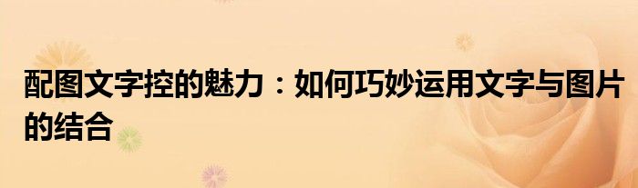 配图文字控的魅力：如何巧妙运用文字与图片的结合