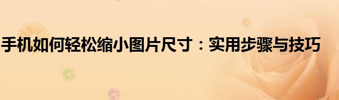 手机如何轻松缩小图片尺寸：实用步骤与技巧