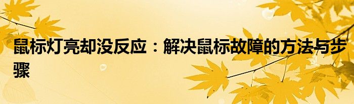 鼠标灯亮却没反应：解决鼠标故障的方法与步骤