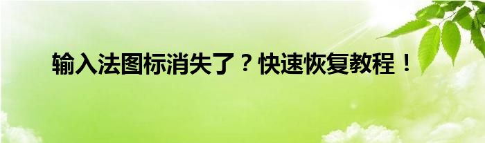 输入法图标消失了？快速恢复教程！