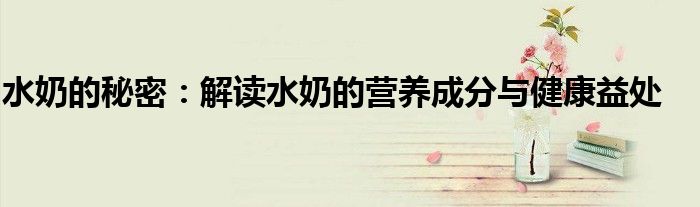 水奶的秘密：解读水奶的营养成分与健康益处