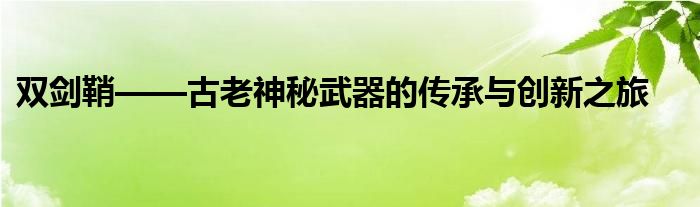 双剑鞘——古老神秘武器的传承与创新之旅