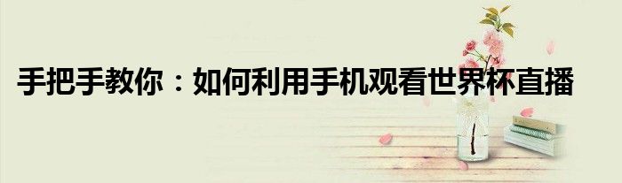 手把手教你：如何利用手机观看世界杯直播