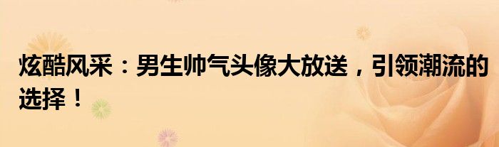 炫酷风采：男生帅气头像大放送，引领潮流的选择！