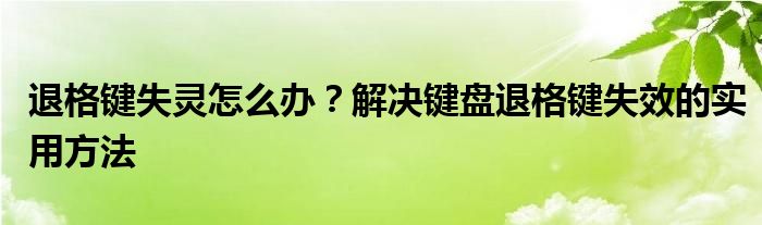 退格键失灵怎么办？解决键盘退格键失效的实用方法