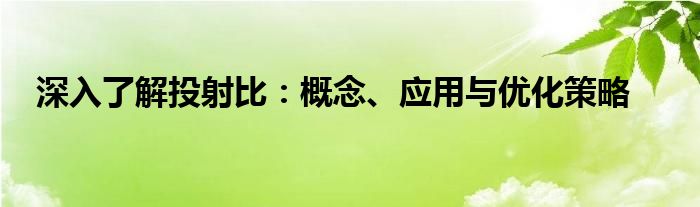深入了解投射比：概念、应用与优化策略