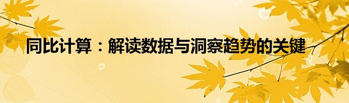 同比计算：解读数据与洞察趋势的关键