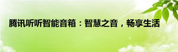腾讯听听智能音箱：智慧之音，畅享生活