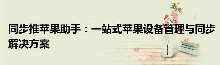 同步推苹果助手：一站式苹果设备管理与同步解决方案
