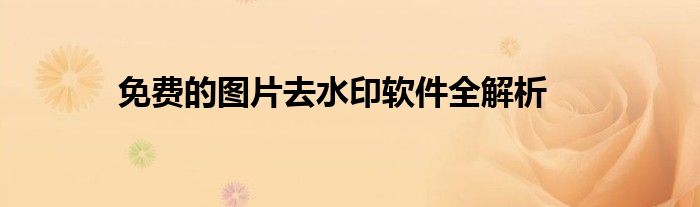 免费的图片去水印软件全解析