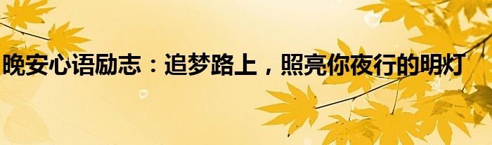 晚安心语励志：追梦路上，照亮你夜行的明灯
