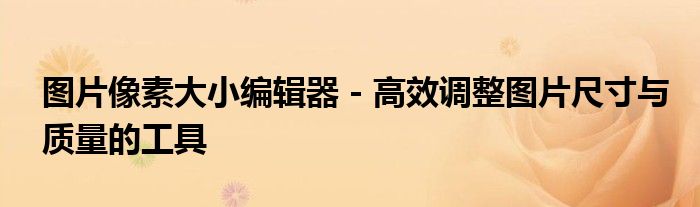 图片像素大小编辑器 - 高效调整图片尺寸与质量的工具