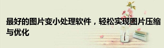 最好的图片变小处理软件，轻松实现图片压缩与优化