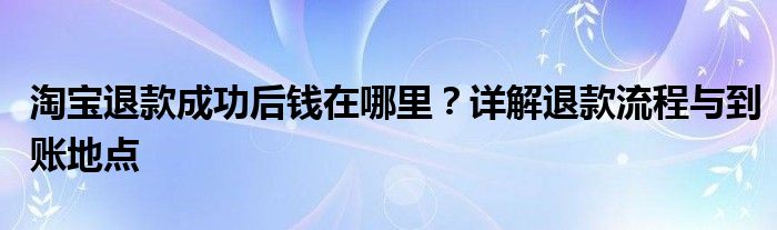 淘宝退款成功后钱在哪里？详解退款流程与到账地点