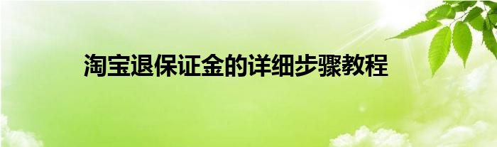 淘宝退保证金的详细步骤教程