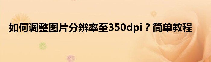 如何调整图片分辨率至350dpi？简单教程