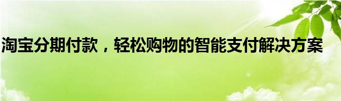 淘宝分期付款，轻松购物的智能支付解决方案