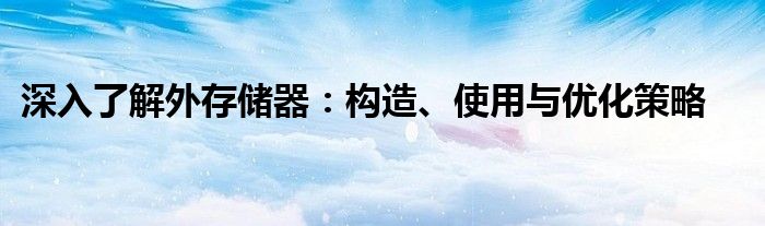 深入了解外存储器：构造、使用与优化策略
