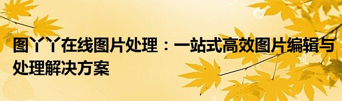 图丫丫在线图片处理：一站式高效图片编辑与处理解决方案