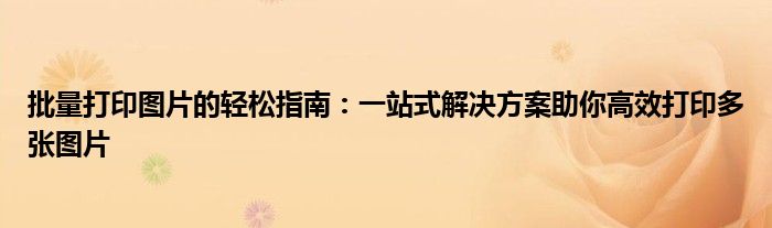 批量打印图片的轻松指南：一站式解决方案助你高效打印多张图片
