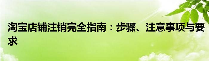 淘宝店铺注销完全指南：步骤、注意事项与要求