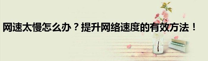 网速太慢怎么办？提升网络速度的有效方法！