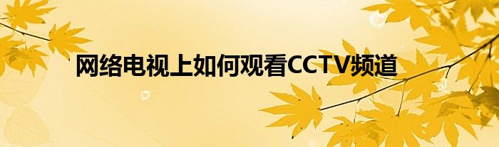 网络电视上如何观看CCTV频道