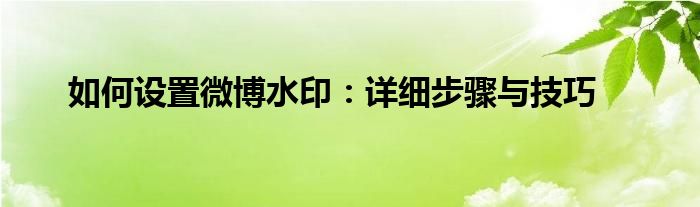 如何设置微博水印：详细步骤与技巧