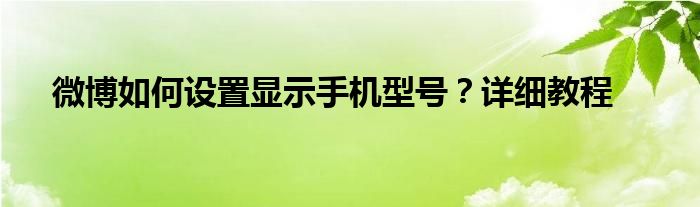 微博如何设置显示手机型号？详细教程