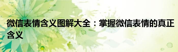 微信表情含义图解大全：掌握微信表情的真正含义