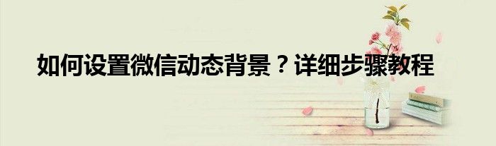 如何设置微信动态背景？详细步骤教程