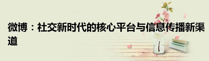 微博：社交新时代的核心平台与信息传播新渠道