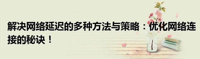 解决网络延迟的多种方法与策略：优化网络连接的秘诀！