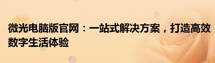 微光电脑版官网：一站式解决方案，打造高效数字生活体验